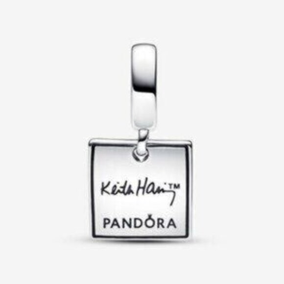 Pandora Keith Haringa x Pandora Walking Heart Double Dangle Charm - Picture 3 of 4